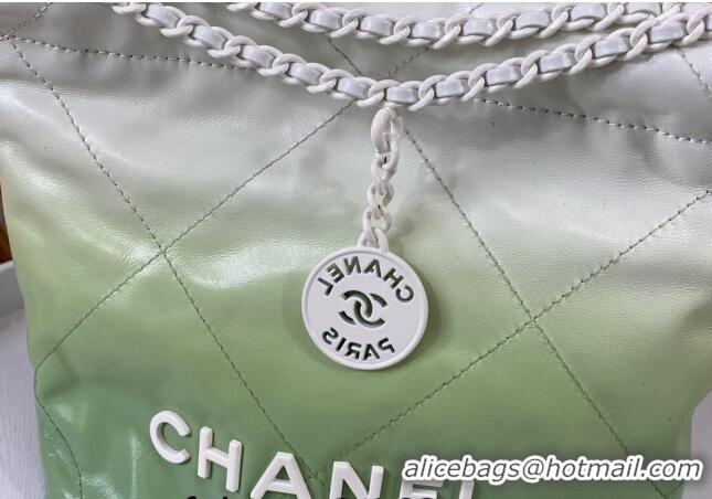 Promotional Chanel 22 Patent Gradient Calfskin & Lacquered Metal Mini Shopping Bag AS3980 White/Green 2024