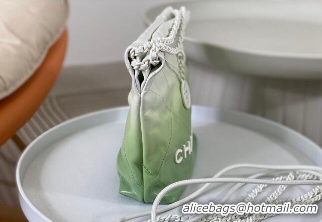 Promotional Chanel 22 Patent Gradient Calfskin & Lacquered Metal Mini Shopping Bag AS3980 White/Green 2024