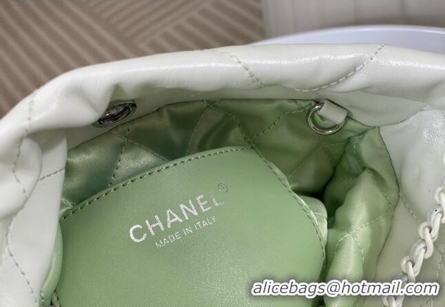 Promotional Chanel 22 Patent Gradient Calfskin & Lacquered Metal Mini Shopping Bag AS3980 White/Green 2024