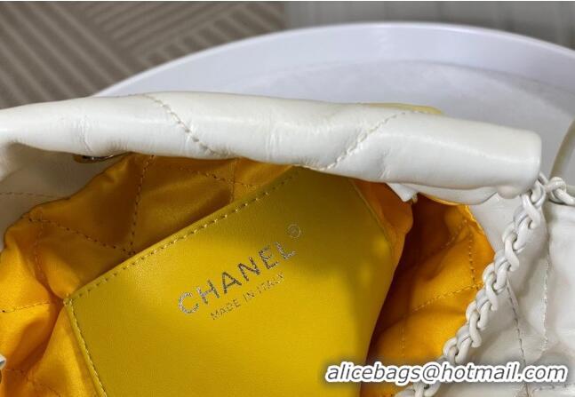 New Design Chanel 22 Patent Gradient Calfskin & Lacquered Metal Mini Shopping Bag AS3980 White/Yellow 2024