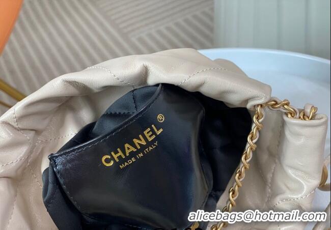 Grade Design Chanel 22 Shiny Calfskin Patchwork Mini Shopping Bag AS3980 Nude/Black 2024