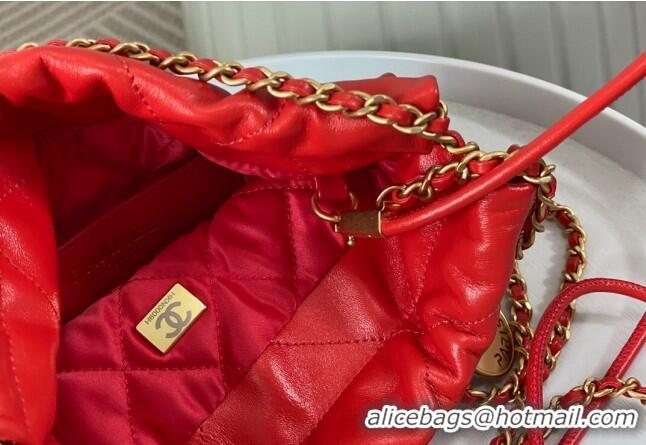 Pretty Style Chanel 22 Shiny Calfskin Patchwork Mini Shopping Bag AS3980 Red 2024