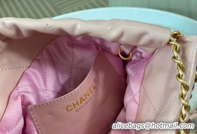 Inexpensive Chanel 22 Shiny Calfskin Patchwork Mini Shopping Bag AS3980 Light Pink/Purple 2024