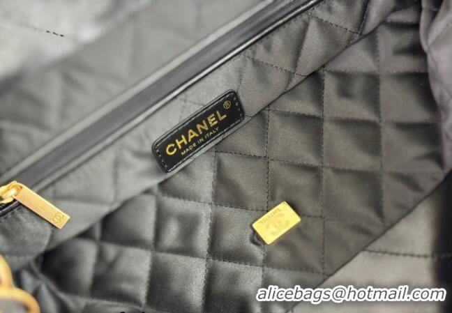 Popular Style Chanel 22 Shiny Calfskin & Patent Patchwork Small Shopping Bag AS3260 Black 2024