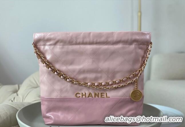 Pretty Style Chanel 22 Shiny Calfskin Patchwork Small Shopping Bag AS3260 Light Pink/Purple 2024