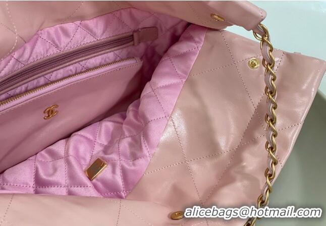 Pretty Style Chanel 22 Shiny Calfskin Patchwork Small Shopping Bag AS3260 Light Pink/Purple 2024