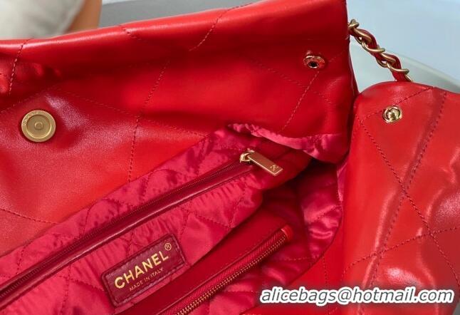 Well Crafted Chanel 22 Shiny Calfskin Patchwork Small Shopping Bag AS3260 Red 2024