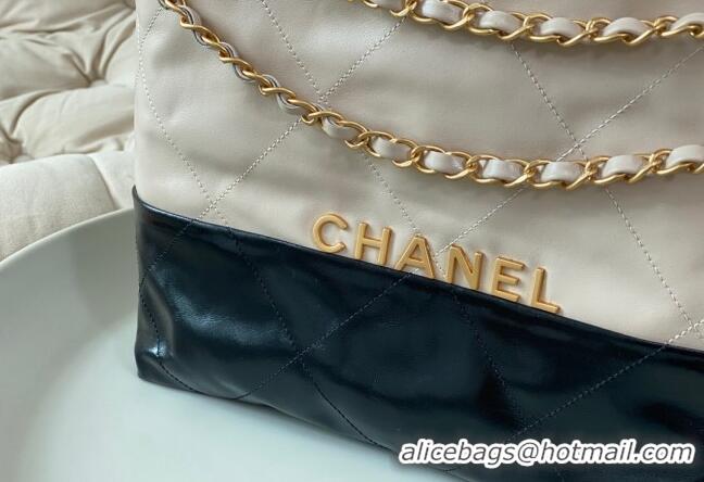 Buy Discount Chanel 22 Shiny Calfskin Patchwork Small Shopping Bag AS3260 Nude/Black 2024