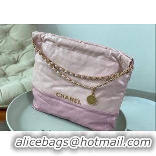 Top Quality Chanel 22 Shiny Calfskin Patchwork Shopping Bag AS3261 Light Pink/Purple 2024