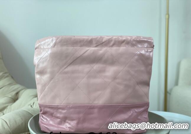 Top Quality Chanel 22 Shiny Calfskin Patchwork Shopping Bag AS3261 Light Pink/Purple 2024