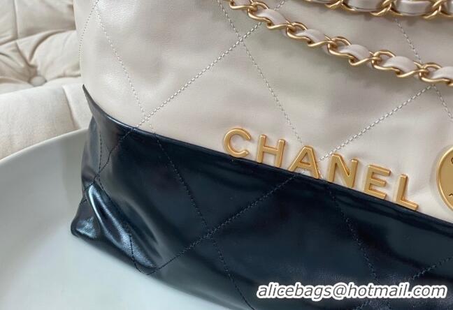 Promotional Chanel 22 Shiny Calfskin Patchwork Shopping Bag AS3261 Nude/Black 2024