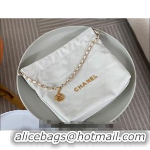 Affordable Price Chanel 22 Matte Calfskin Leather Small Shopping Bag AS3260 White/Aged Gold 2024