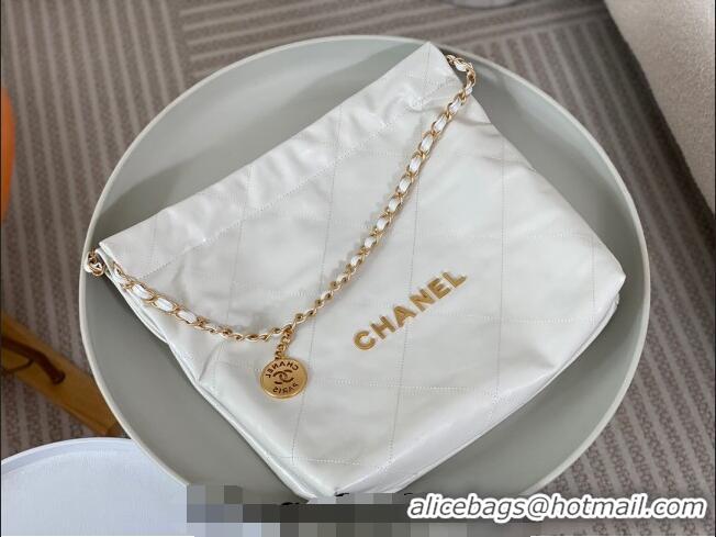 Affordable Price Chanel 22 Matte Calfskin Leather Small Shopping Bag AS3260 White/Aged Gold 2024