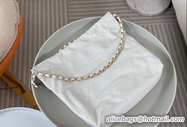 Affordable Price Chanel 22 Matte Calfskin Leather Small Shopping Bag AS3260 White/Aged Gold 2024