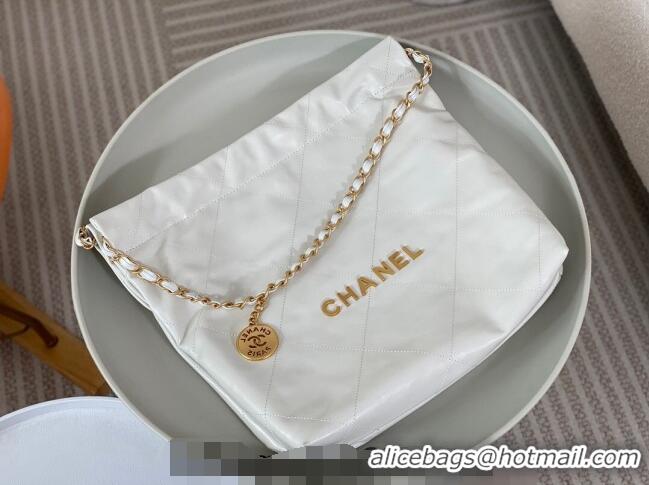 Affordable Price Chanel 22 Matte Calfskin Leather Small Shopping Bag AS3260 White/Aged Gold 2024