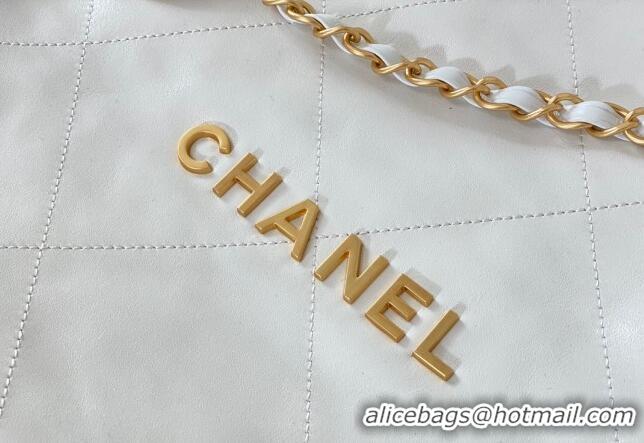 Affordable Price Chanel 22 Matte Calfskin Leather Small Shopping Bag AS3260 White/Aged Gold 2024