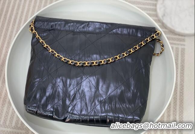 Promotional Chanel 22 Crinkled Calfskin Small Shopping Bag AS3260 Black/Gold 2024