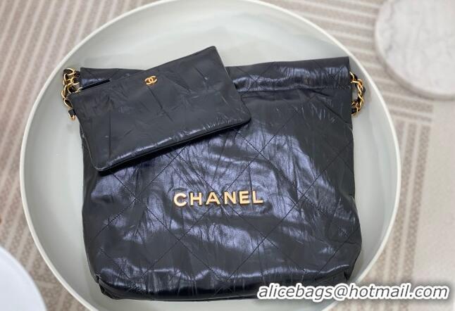 Promotional Chanel 22 Crinkled Calfskin Small Shopping Bag AS3260 Black/Gold 2024