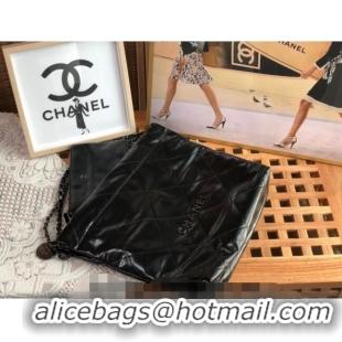 Promotional Chanel 22 Shiny Calfskin Small Shopping Bag AS3260 Black/Gunmetal 2024