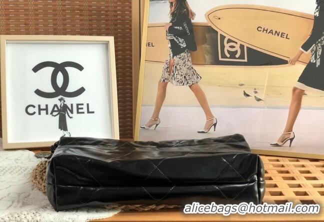 Promotional Chanel 22 Shiny Calfskin Small Shopping Bag AS3260 Black/Gunmetal 2024