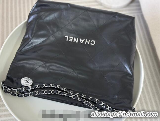 Promotional Chanel 22 Matte Calfskin Leather Shopping Bag AS3261 Black/Aged Silver 2024