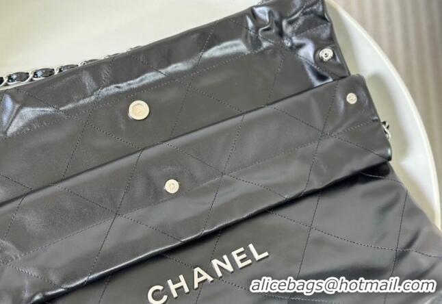 Promotional Chanel 22 Matte Calfskin Leather Shopping Bag AS3261 Black/Aged Silver 2024