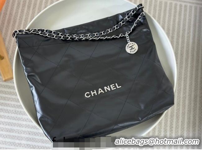 Promotional Chanel 22 Matte Calfskin Leather Shopping Bag AS3261 Black/Aged Silver 2024