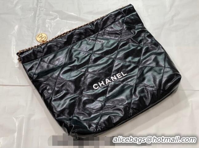 Best Quality Chanel 22 Shiny Calfskin Leather Shopping Bag AS3261 Black/White 2024