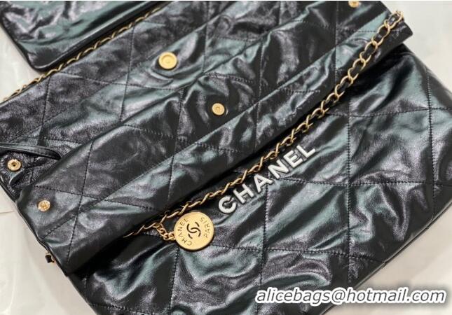 Best Quality Chanel 22 Shiny Calfskin Leather Shopping Bag AS3261 Black/White 2024