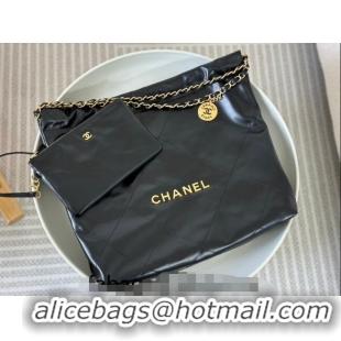 Top Quality Chanel 22 Matte Calfskin Leather Shopping Bag AS3261 Black/Gold 2024