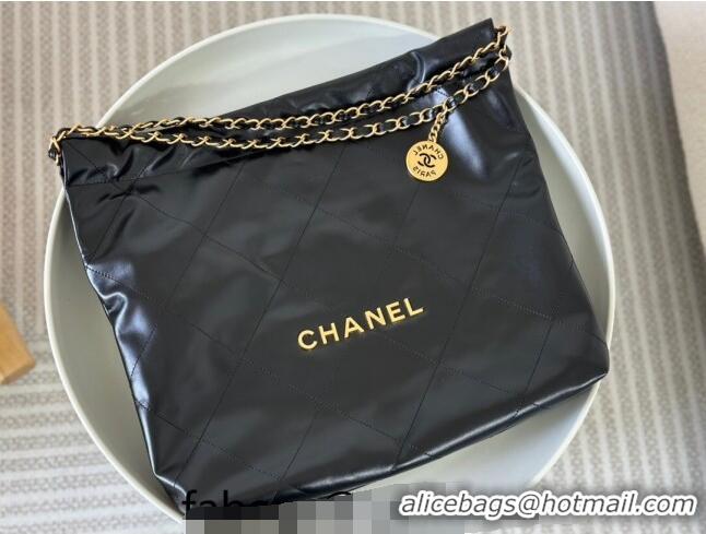 Top Quality Chanel 22 Matte Calfskin Leather Shopping Bag AS3261 Black/Gold 2024