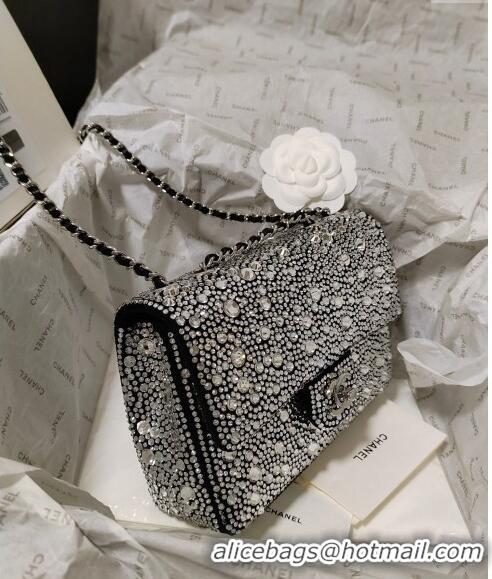 Super Quality Chanel Strass Allover Mini Flap Bag AS4142 Black 2024