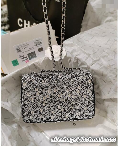 Super Quality Chanel Strass Allover Mini Flap Bag AS4142 Black 2024