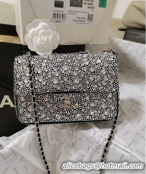 Super Quality Chanel Strass Allover Mini Flap Bag AS4142 Black 2024