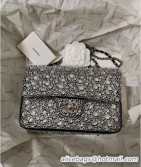 Super Quality Chanel Strass Allover Mini Flap Bag AS4142 Black 2024