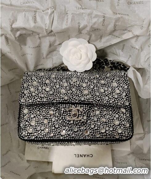 Super Quality Chanel Strass Allover Mini Flap Bag AS4142 Black 2024