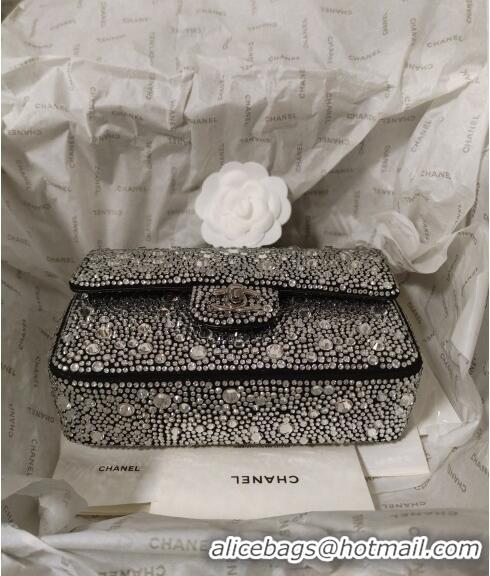 Super Quality Chanel Strass Allover Mini Flap Bag AS4142 Black 2024