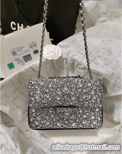 Super Quality Chanel Strass Allover Mini Flap Bag AS4142 Black 2024