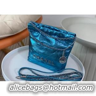 Good Looking Chanel 22 Metallic Shiny Calfskin Mini Shopping Bag AS3980 Blue 2024