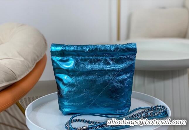 Good Looking Chanel 22 Metallic Shiny Calfskin Mini Shopping Bag AS3980 Blue 2024