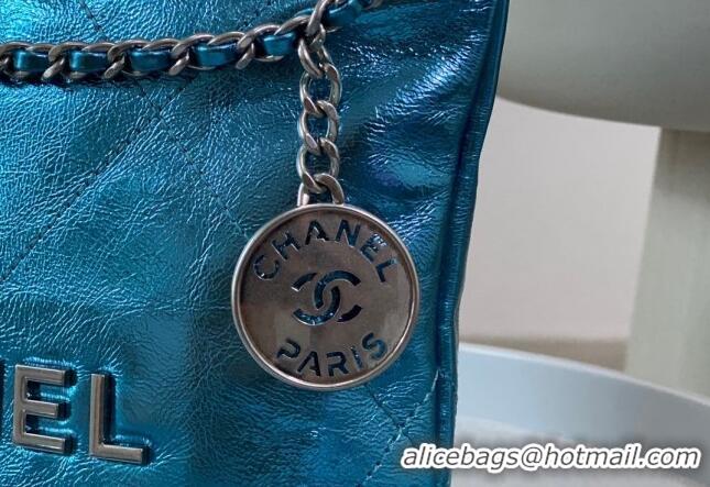 Good Looking Chanel 22 Metallic Shiny Calfskin Mini Shopping Bag AS3980 Blue 2024