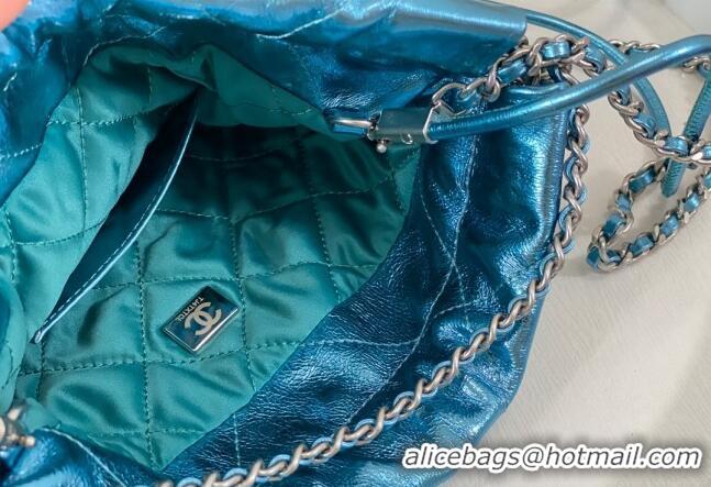 Good Looking Chanel 22 Metallic Shiny Calfskin Mini Shopping Bag AS3980 Blue 2024