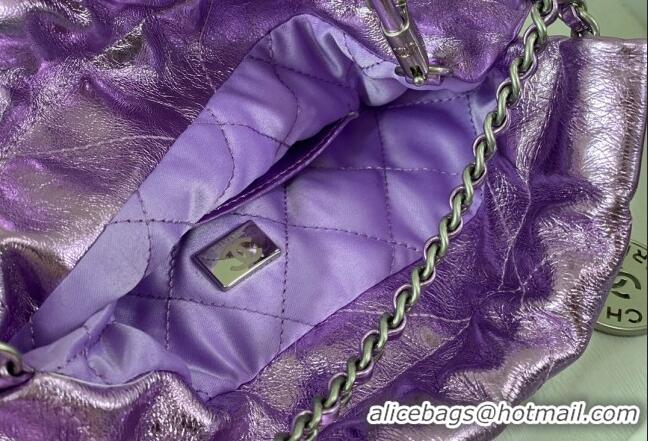 Most Popular Chanel 22 Metallic Shiny Calfskin Mini Shopping Bag AS3980 Purple 2024