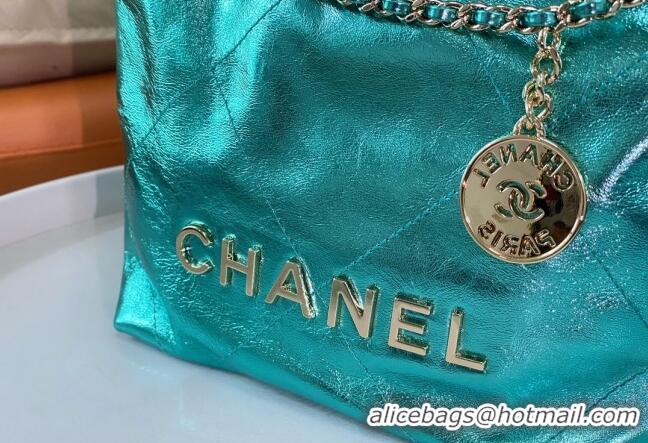 Best Price Chanel 22 Metallic Shiny Calfskin Mini Shopping Bag AS3980 Green 2024