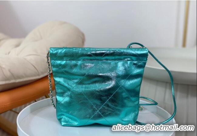 Best Price Chanel 22 Metallic Shiny Calfskin Mini Shopping Bag AS3980 Green 2024