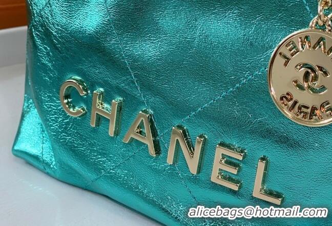 Best Price Chanel 22 Metallic Shiny Calfskin Mini Shopping Bag AS3980 Green 2024