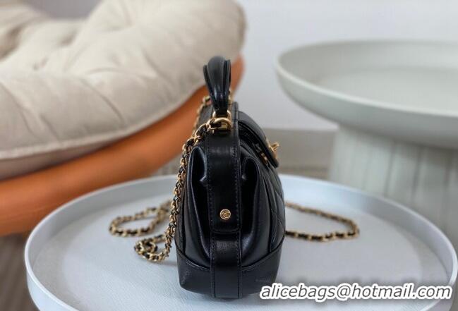 Market Sells Chanel Shiny Lambskin Mini Bag with Top Handle Bag AS4958 Black 2024