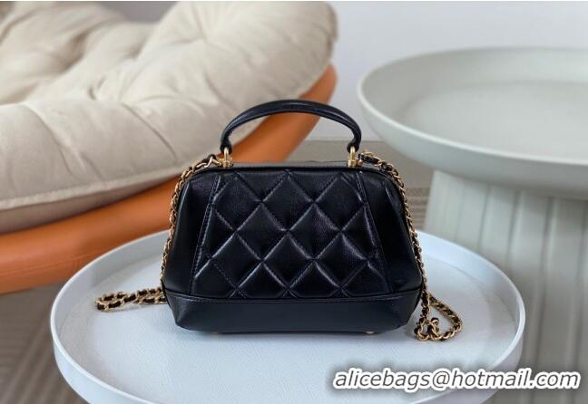 Market Sells Chanel Shiny Lambskin Mini Bag with Top Handle Bag AS4958 Black 2024