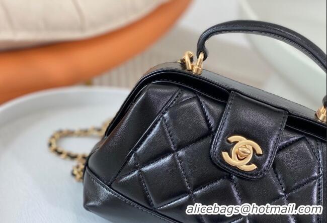 Market Sells Chanel Shiny Lambskin Mini Bag with Top Handle Bag AS4958 Black 2024