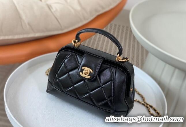 Market Sells Chanel Shiny Lambskin Mini Bag with Top Handle Bag AS4958 Black 2024